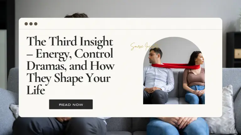 COUPLE FACING AWAY FROM EACH OTHER WITH A RED BAND AROUND EACH NECK. WORDS SAY THIRD INSIGHT ENERGY CONTROL