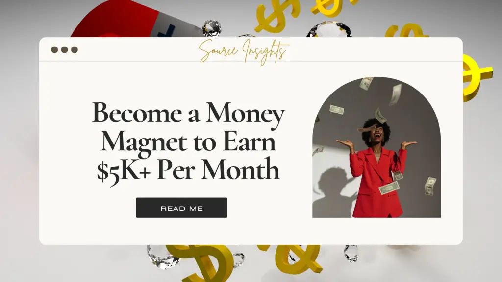 reads become a money magnet with a black woman in a red suit with cash notes falling around her